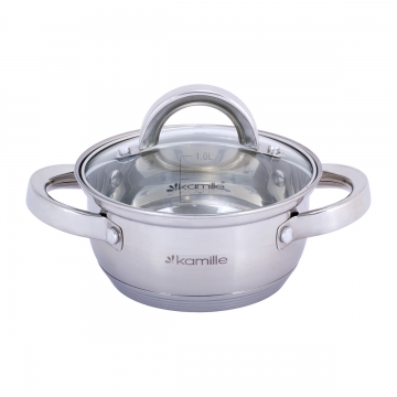 Garnek nierdzewny z pokrywką 14cm 1L KM-5614S Kamille