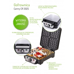 Gofrownica z termostatem XXLsize 4 gofry 1500W CR3025 CAMRY