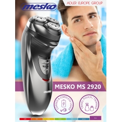 Maszynka do golenia elektryczna bezprzewodowa 3 głowice trymer MS2920 MESKO