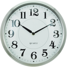 Zegar ścienny wiszący aluminiowy srebrny z białą tarczą 31,5x6,5cm KO-9164