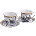 Filiżanka spodek porcelana niebieske pawie 270ml 2+2