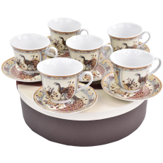 Filiżanka spodek porcelana brązowe pawie 270ml 6+6