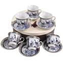 Filiżanka spodek porcelana niebieske pawie 270ml 6+6