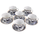 Filiżanka spodek porcelana niebieske pawie 270ml 6+6