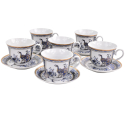 Filiżanka spodek porcelana niebieske pawie 270ml 6+6