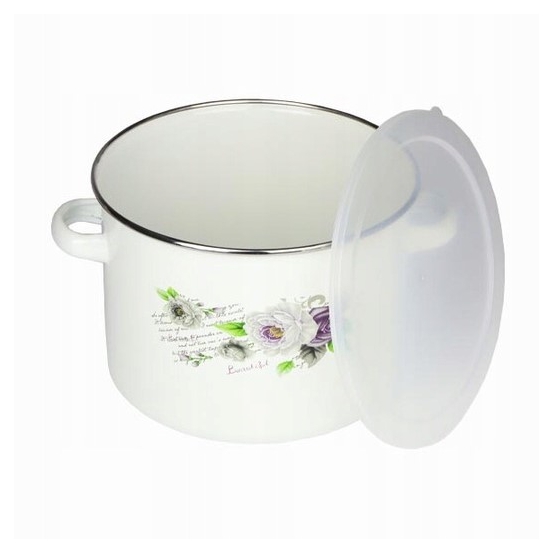 Garnek emaliowany z wieczkiem plastikowym 18cm 2,5L