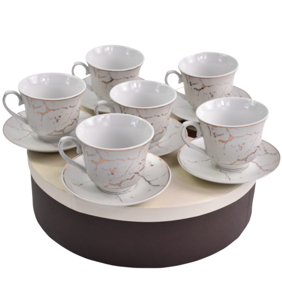 Filiżanki do kawy zestaw filiżanek ze spodkiem porcelana 6+6