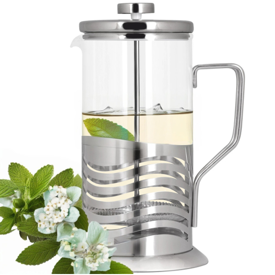 Dzbanek szklany z tłokiem do parzenia kawy herbaty ziół 600 ml Berretti