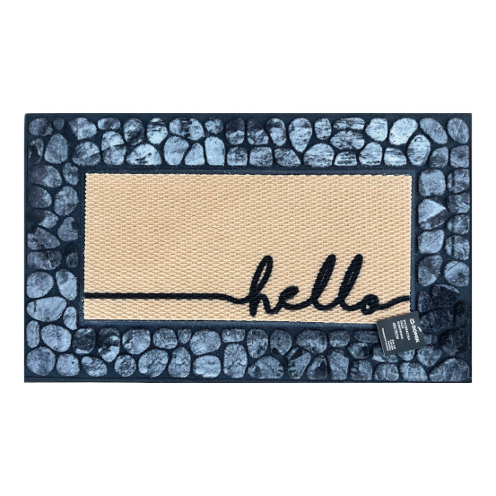 Wycieraczka pod drzwi hello zewnętrzna gumowa PCV 45x75 cm