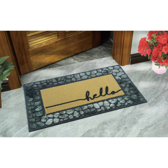 Wycieraczka pod drzwi hello zewnętrzna gumowa PCV 45x75 cm