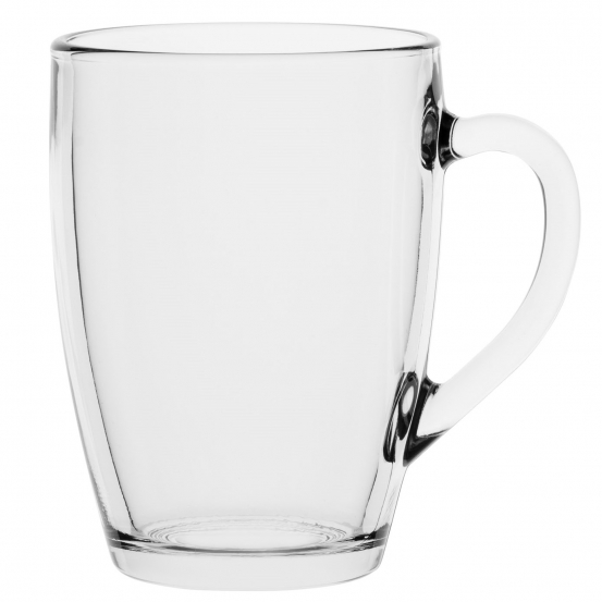 Szklanki LAVA do kawy i herbaty z uchem 350ml grube szkło komplet 4 sztuk TREND GLASS