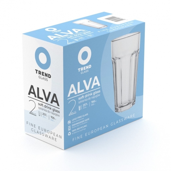 Szklanki ALVA XXL 635ml grube szkło komplet 2 szklanek TREND GLASS