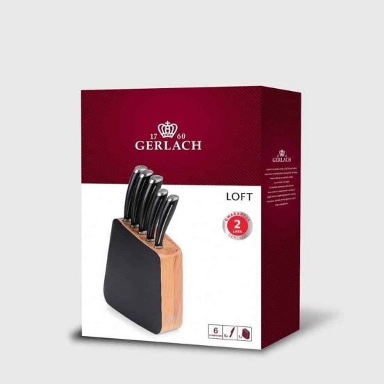 Gerlach Loft zestaw noży 5 sztuk w bloku 6 el.