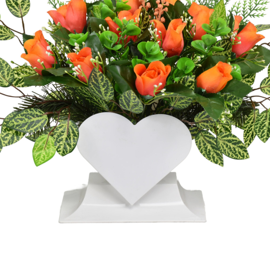 WIĄZANKA NA CMENTARZ SERCOWA - Stroik z Różami Pomarańczowymi + Doniczka