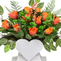WIĄZANKA NA CMENTARZ SERCOWA - Stroik z Różami Pomarańczowymi + Doniczka