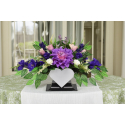 WIĄZANKA NA CMENTARZ SERCE - Stroik Fioletowa Dalia + Róże 62cm