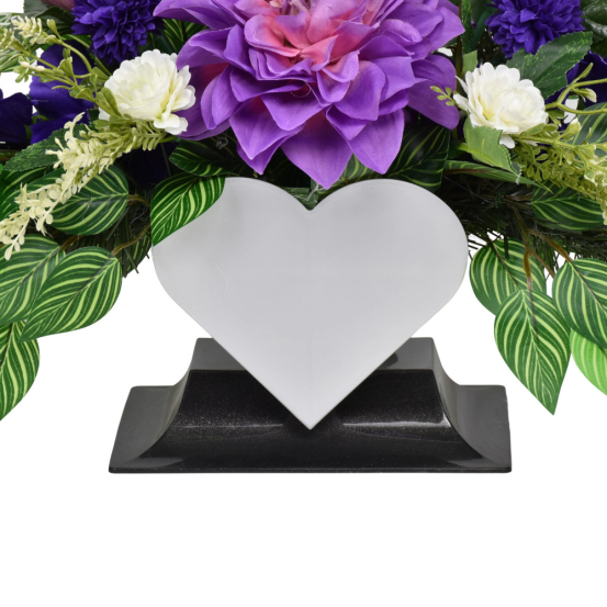 WIĄZANKA NA CMENTARZ SERCE - Stroik Fioletowa Dalia + Róże 62cm