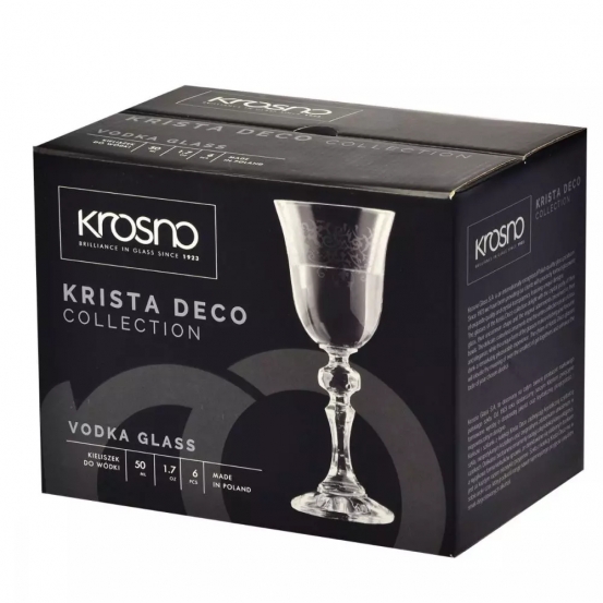 Kieliszki do wódki na nóżce 6szt 50ml Krista Deco KROSNO