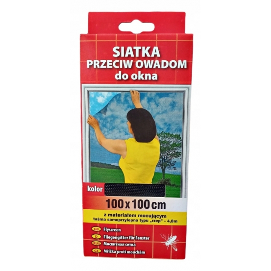 Moskitiera 100x100cm siatka przeciw owadom do okna czarna