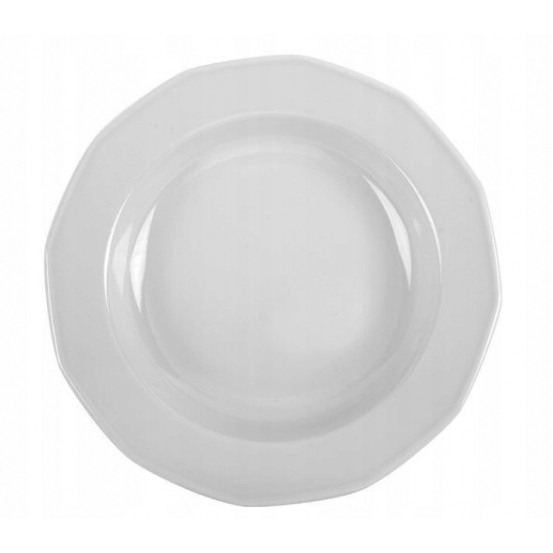 Talerz obiadowy głęboki 22 cm biały porcelanowy Lubiana Merkury